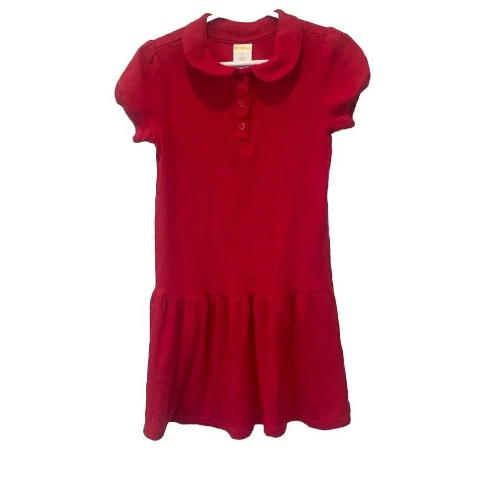 Gymboree Play Proof Uniforms Red Polo Dress Size 5 School Short Sleeve